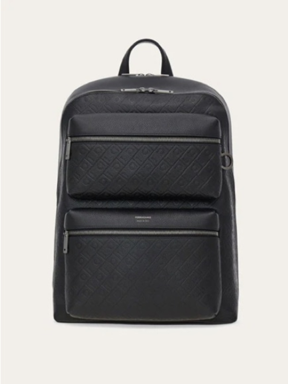 Ferragamo Monogram Backpack in Hammered Calfskin